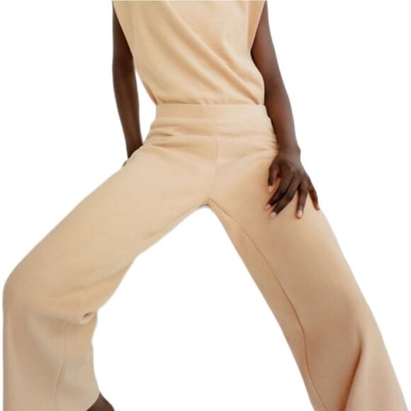 NWT ZARA Ribbed Soft Knit Loungewear Wide Leg Pants L - Picture 1 of 11